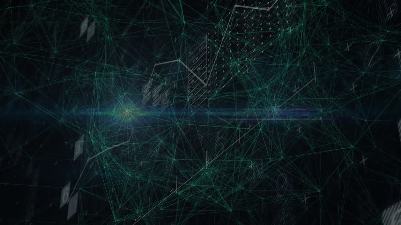 Network of connections and data processing animation over abstract background