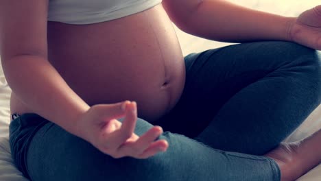 Mujer-Embarazada-Feliz-Y-Esperando-Un-Bebé-En-Casa.