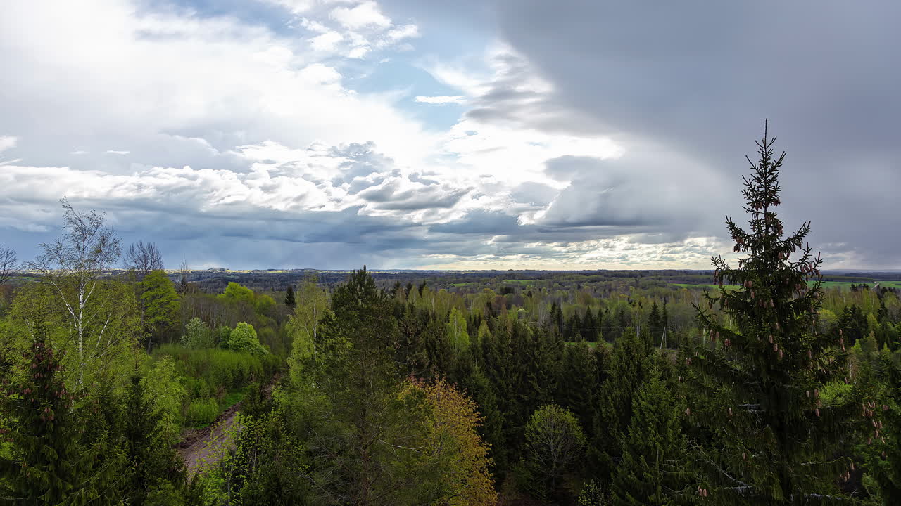 Timelapse of dark sky transitions to bright clouds