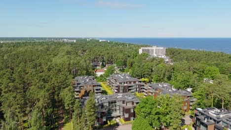 aerial view of jurmala beach and forest in latvia on a sunny day