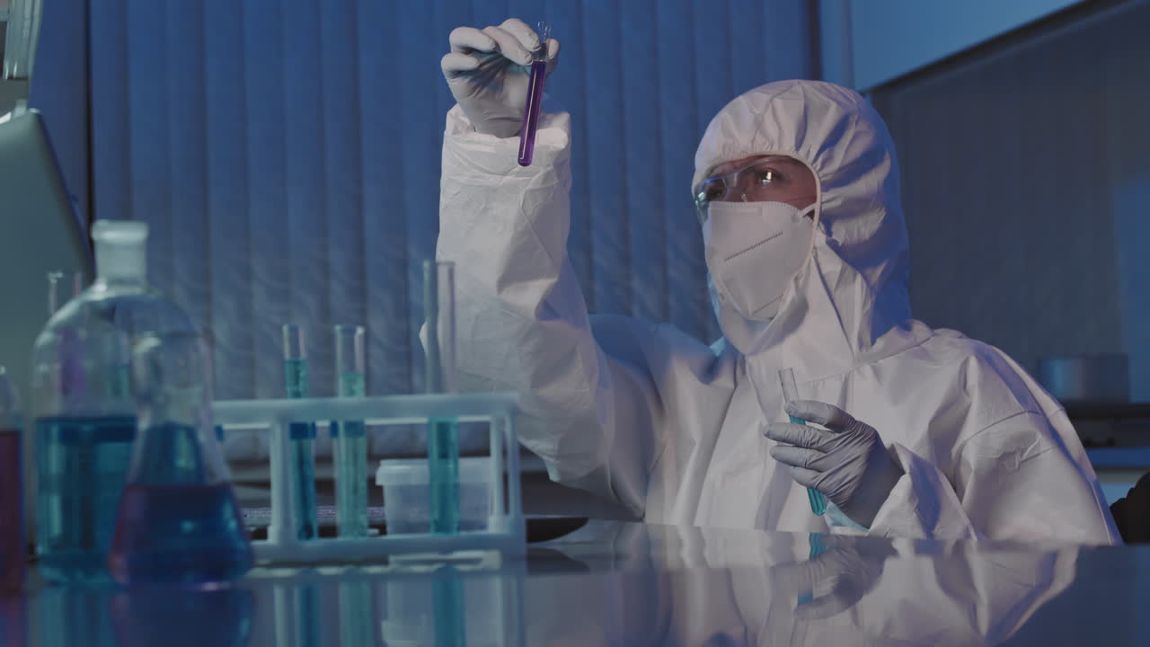 Scientist Working with Biohazard Material