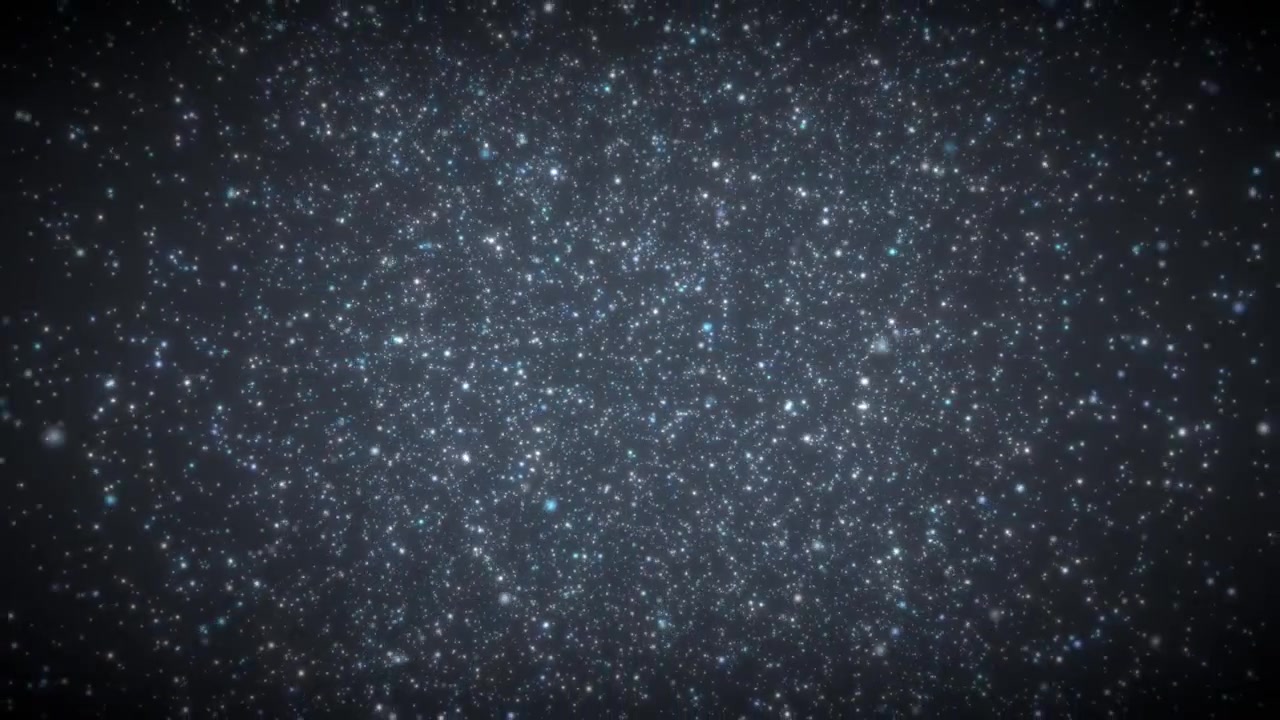 Tiny blue glowing particles drift across a dark field with soft lighting and subtle movement