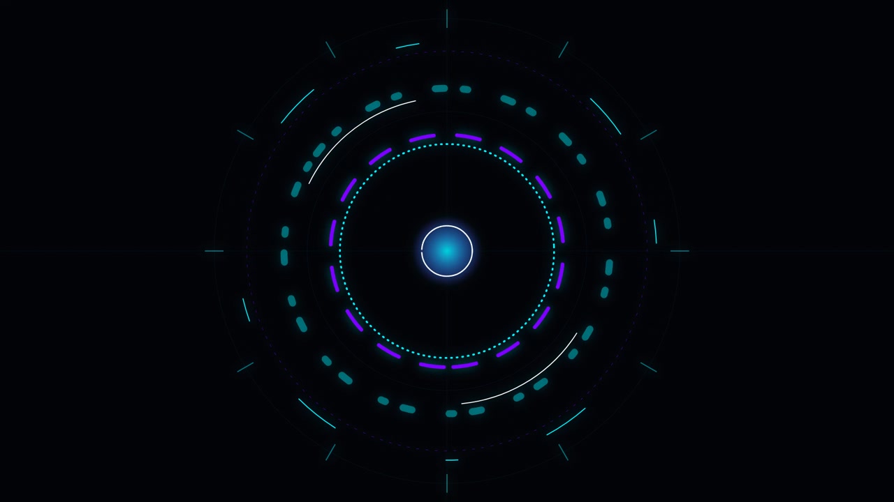 Futuristic Digital HUD Interface with Rotating Circular Elements