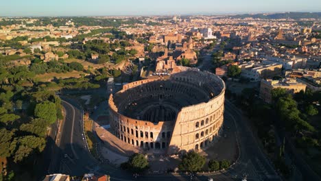 drone flying away from the colosseum