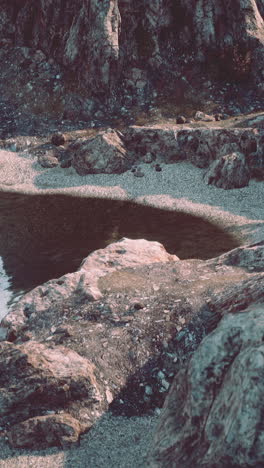 un lago rodeado de rocas y montañas