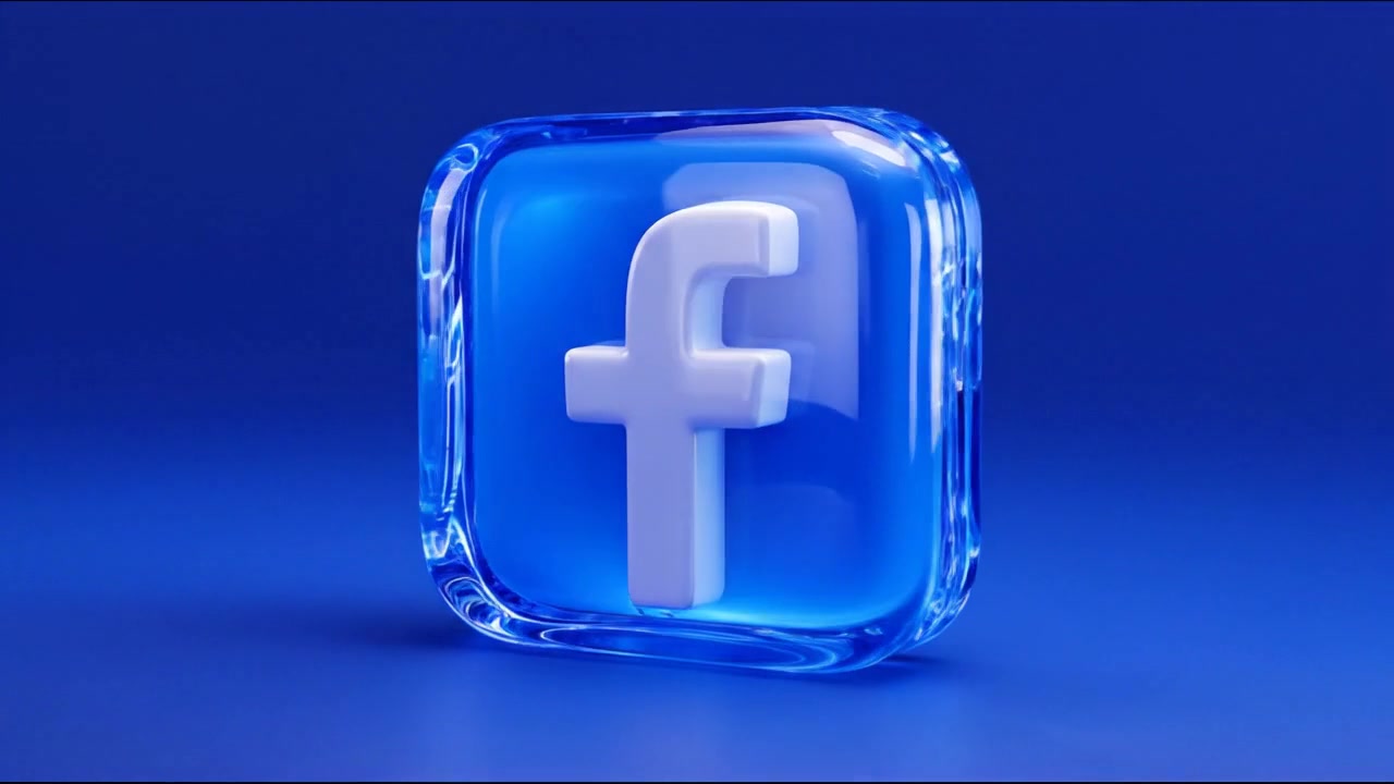 Tredimensionelt blåt ikon for social medie-applikation på gradientbaggrund