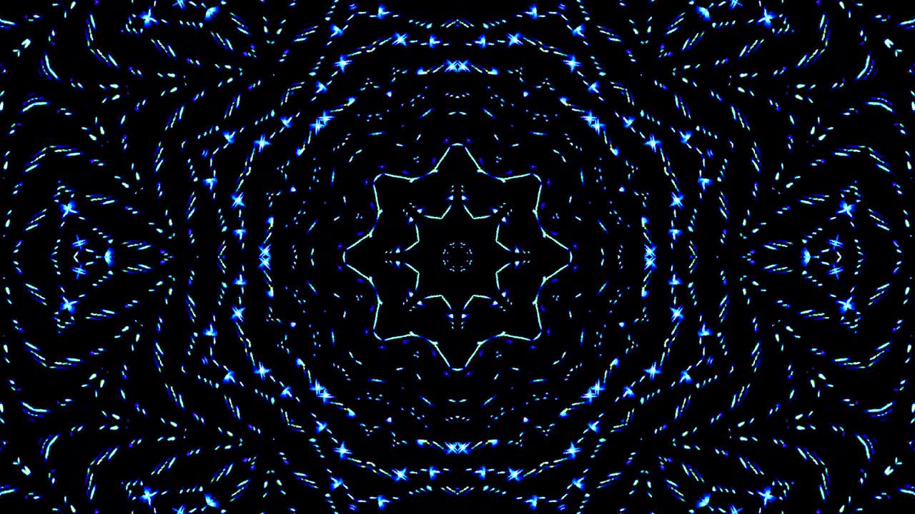 빛의 파동 추상적인 점은 파란색을 설정합니다. 칼레도스코프 검은색 배경.