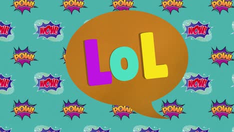 animation of lol text over green background