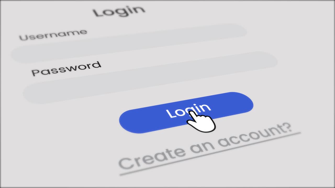 Mouse Cursor Clicks Login Button on Digital Interface