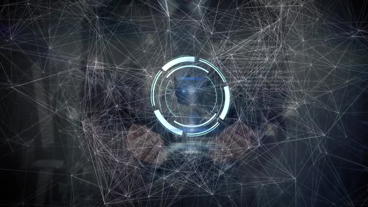 animación del escaneo de alcance con red de conexiones