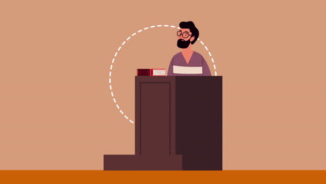 justice lawyer in podium animation
