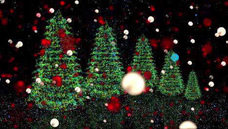 Animation-of-christmas-trees-and-snow-falling