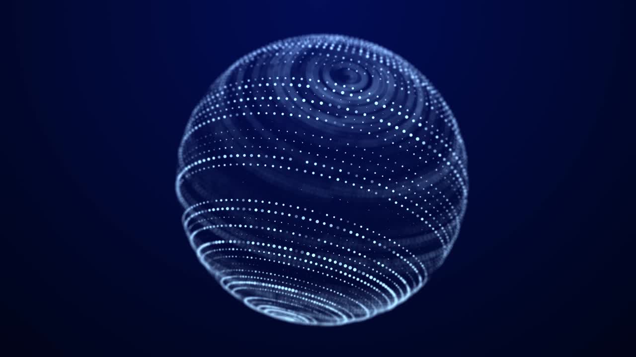 Futuristic blue sphere of particles and lines. Network connection big data. Abstract technology background. 3d rendering.