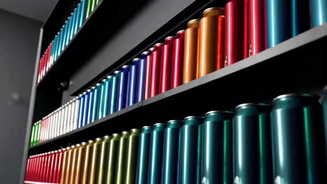 colorful metal cans on a shelf