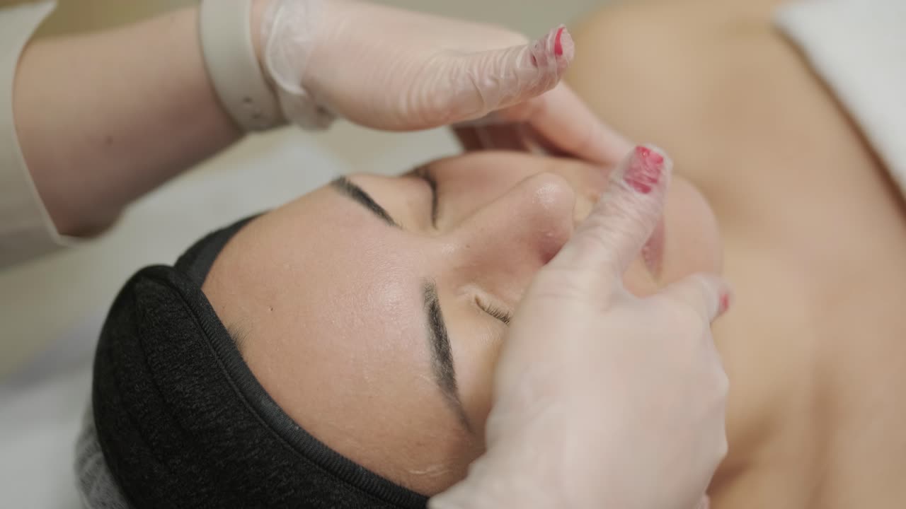 A soothing facial treatment with a thick layer of alginate mask being applied for skin rejuvenation and hydration