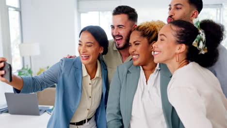 Selfie,-Büroteam-Oder-Leute-Mit-Lustigen