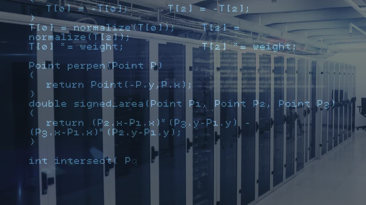 Animation of data processing over server room
