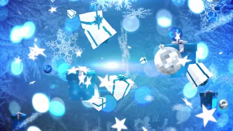 Weihnachtssymbole-Fallen-Auf-Einen-Blauen-Hintergrund