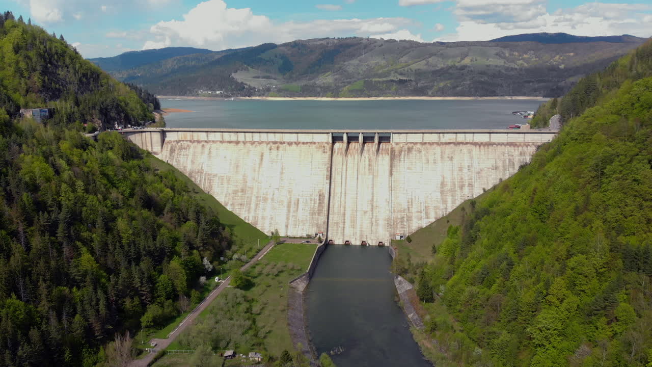 수력 발전소 댐 공중 촬영
