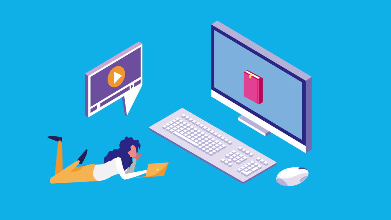 education online with female student using desktop