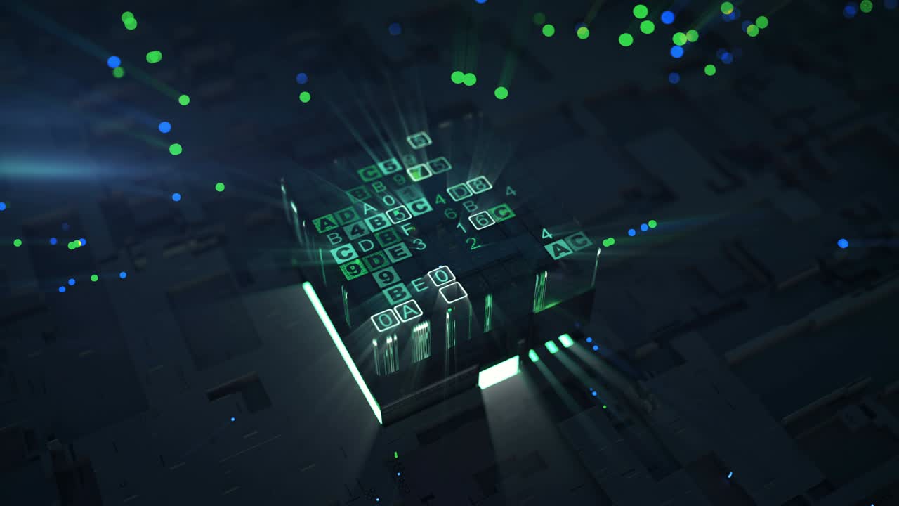 proceso de codificación de datos bucle sin costuras animación de renderizado 3d