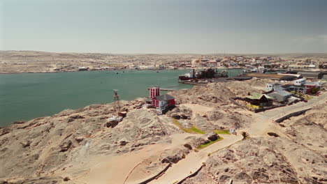 aerial view of a coastal town in namibia