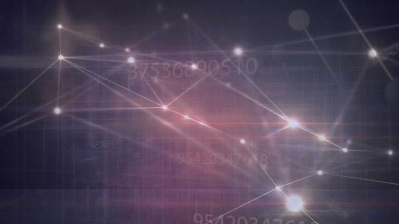Light points fading in launching network with nodes connecting mesh and converging for data flow
