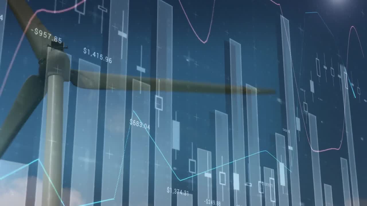 풍력 터빈을 통해 통계 처리의 애니메이션