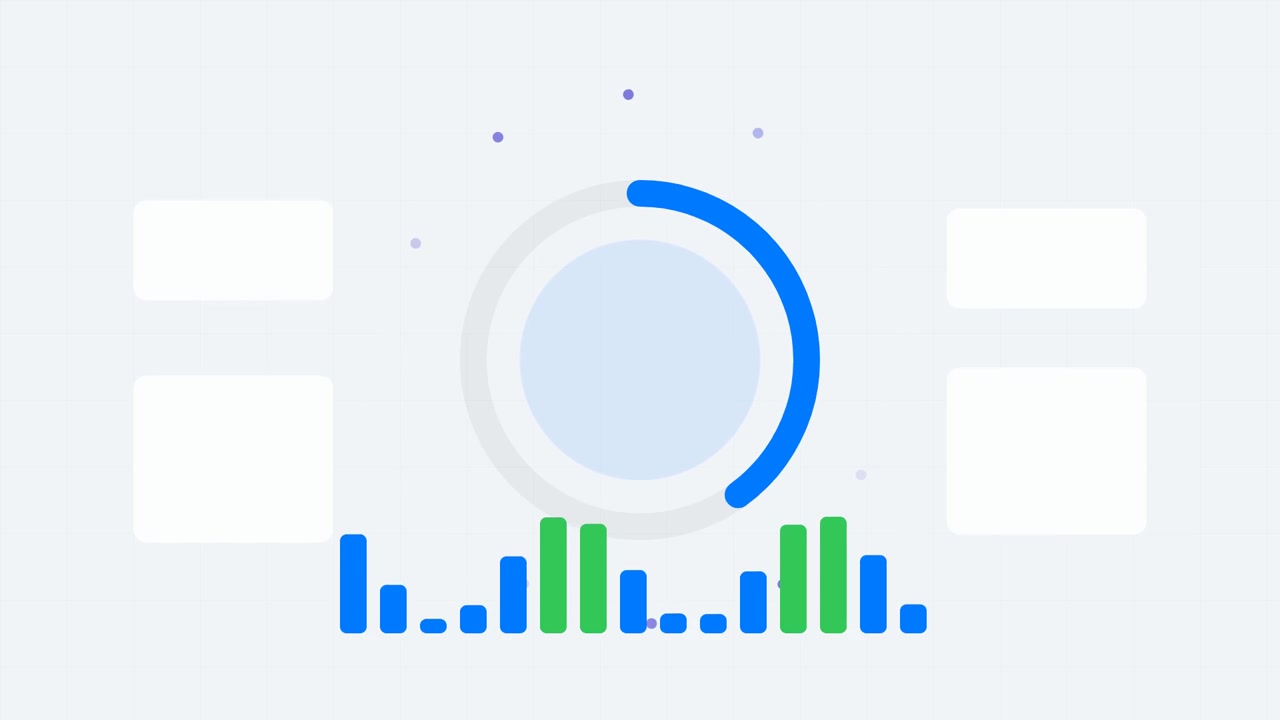 Visualizzatore Audio Digitale Astratto con Indicatore di Progresso Circolare