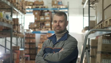 portrait of container storage warehouse employee