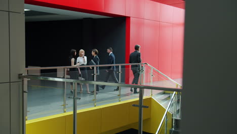 business people in modern office building