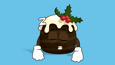 cartoon christmas cake sleep snore with face animation alpha matte