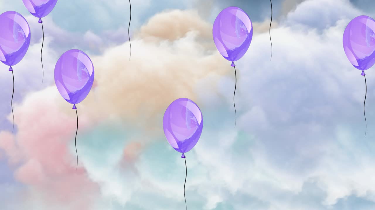 다채로운 움직이는 지구 위의 풍선의 애니메이션