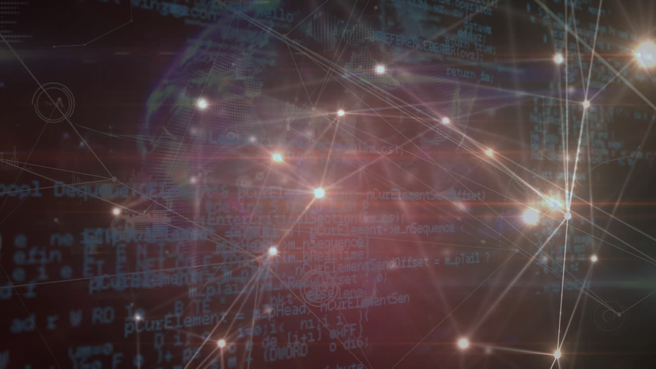 animación de la red de conexiones con procesamiento de datos en todo el mundo