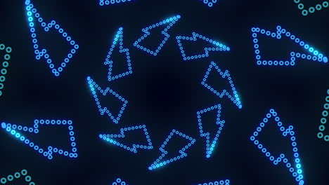 mesmerizing blue and white circular pattern with dots and arrows