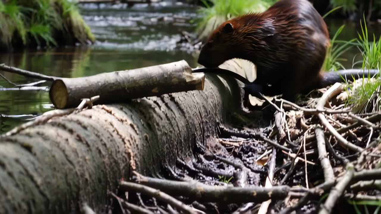 Beaver by a Stream