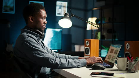 investor contacting accountant at home desk to go over current budget balance