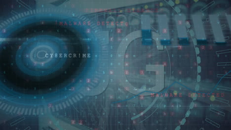 animación del escaneo de alcance con procesamiento de texto y datos 5g a través del servidor