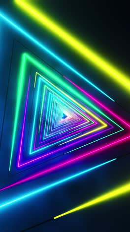 flying through multicolored triangles painted with light. vertical looped video