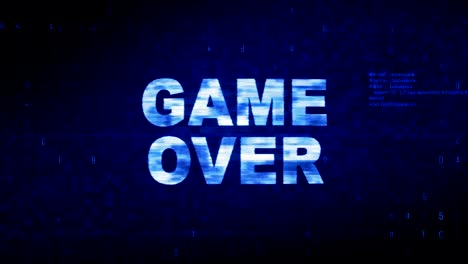 game over text digital noise twitch glitch distortion effect error animation.