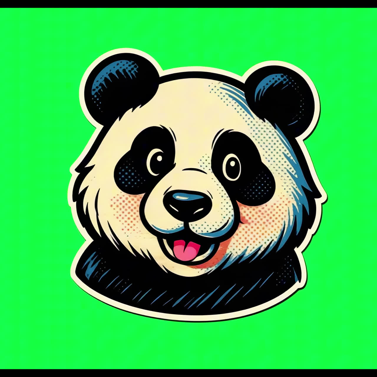Animazione di sticker con cartone animato di panda carino, risorsa isolata, video 4K trasparente, canale alfa, ProRes