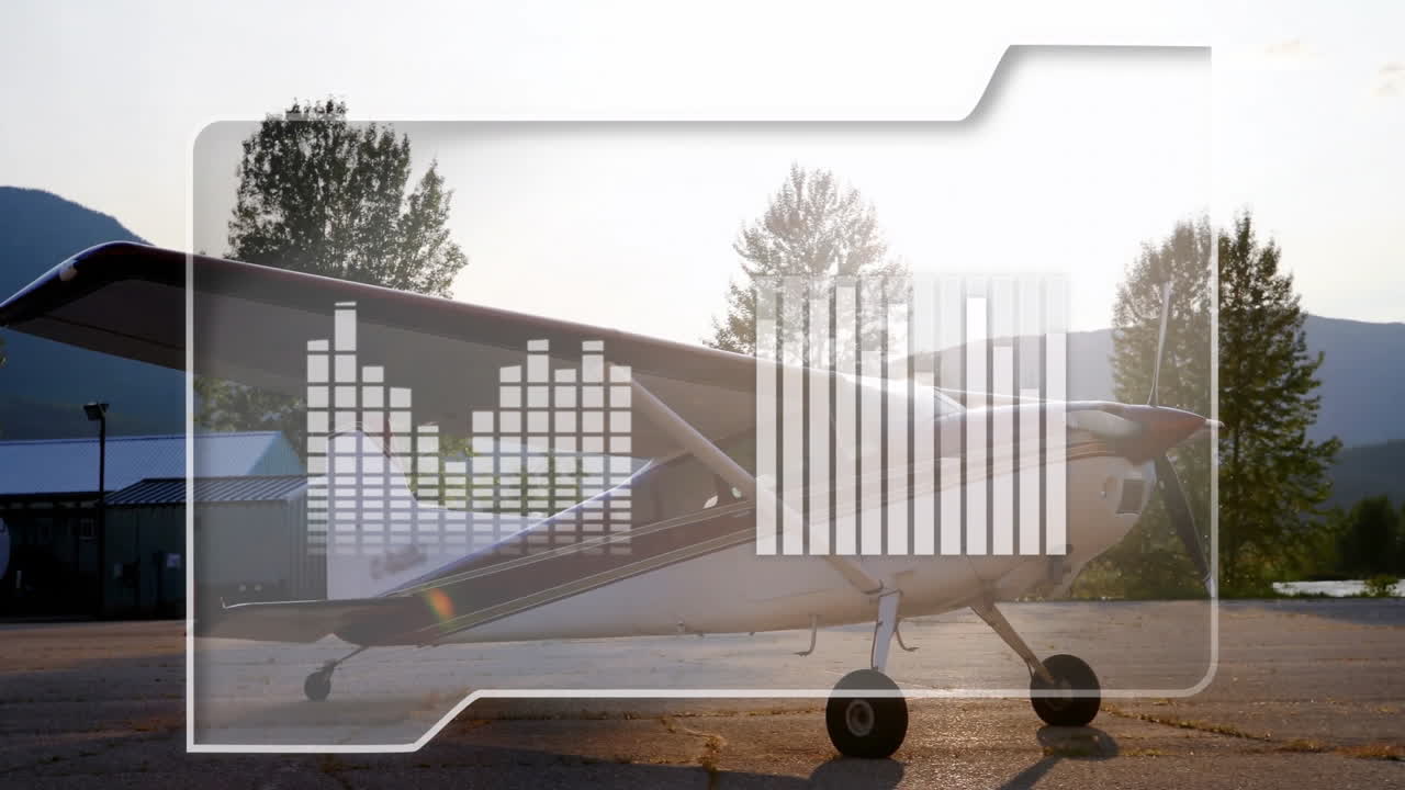 animación del procesamiento de datos digitales sobre el avión