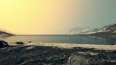 Costa-De-La-Antártida-Con-Piedras-Y-Hielo