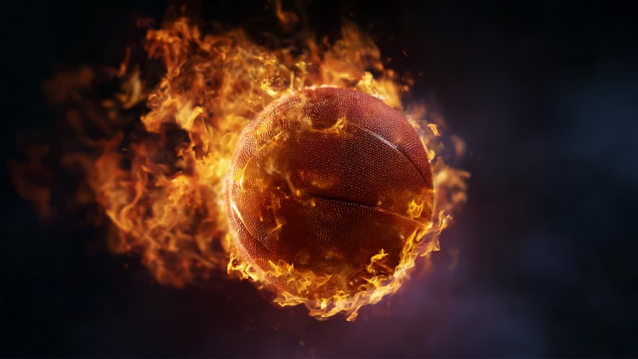A captivating display of energy and passion, this electrifying basketball engulfed in flames represents the spirit of competition, determination, and the artistry of sportsmanship in stunning visual brilliance