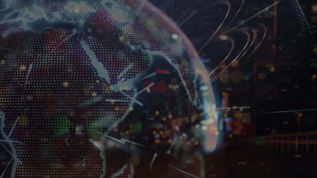 Animation of network of connections over fast traffic and globe