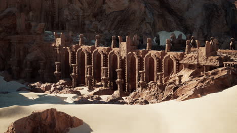 ancient ruins in the desert: a 3d render of a mythological city