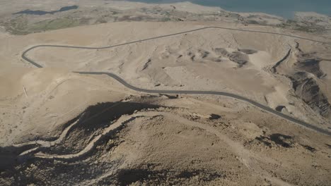 Israel,-Deadsea-desert-view-from-above-to-dead-sea-long-shot-panoramic-view