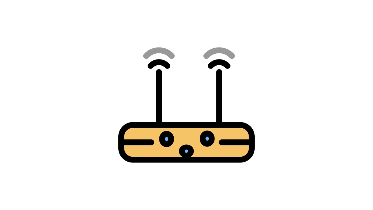 Ikon Router Wi-Fi Animasi dengan Sinyal Transmisi