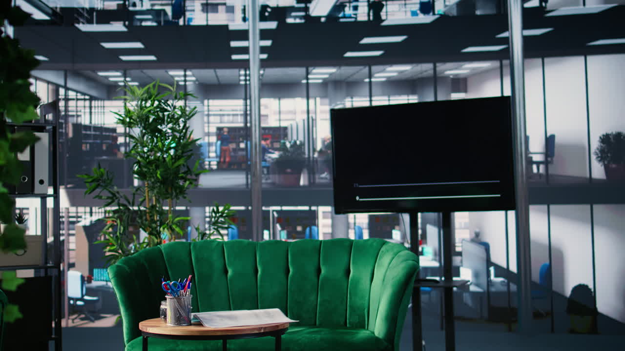 Vertical Video Formal work environment in a boardroom office arranged with chairs