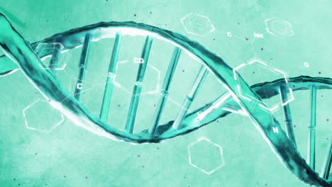 animation of scientific data processing over dna strand spinning